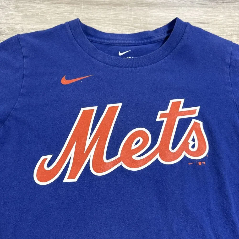 Francisco Lindor Shirt New York Mets Nike MLB Youth Medium 10 12 Blue Baseball